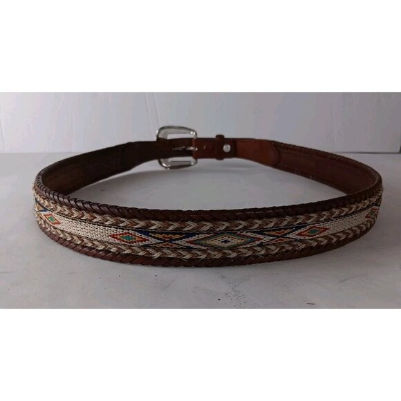 Tony Lama Men's Leather Multicolor Embroidered Belt 9307L - Picture 2 of 6